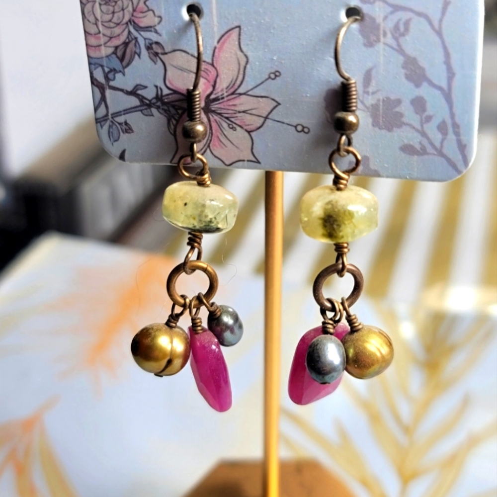 Elegant Multicolor Dangle Pearl Earrings